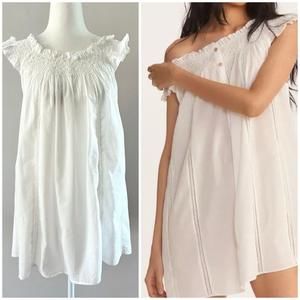 NEW Women's LoveShackFancy Finchley White Ruffle Sleeve Tunic Mini Dress Size S